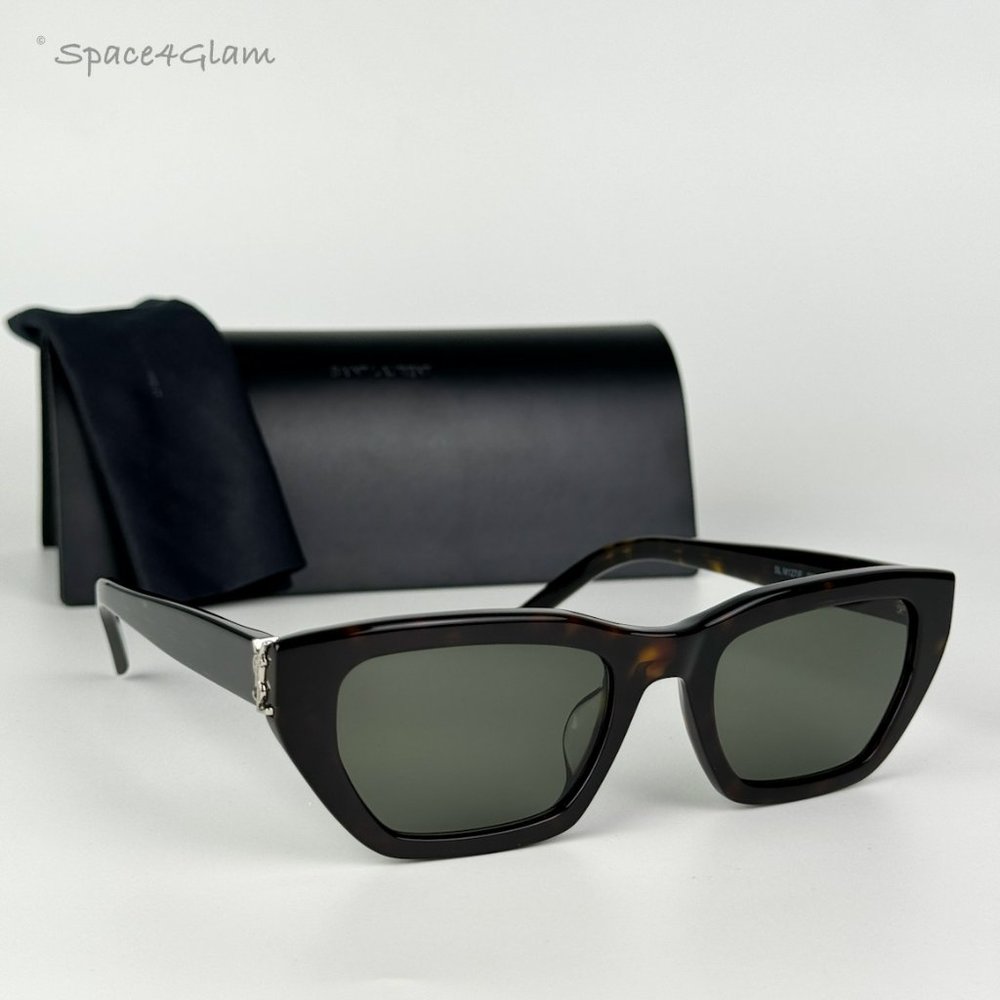 Saint Laurent Women Sunglasses Havana Grey Cat Eye SLM127/F 002 NEW AUTHENTIC